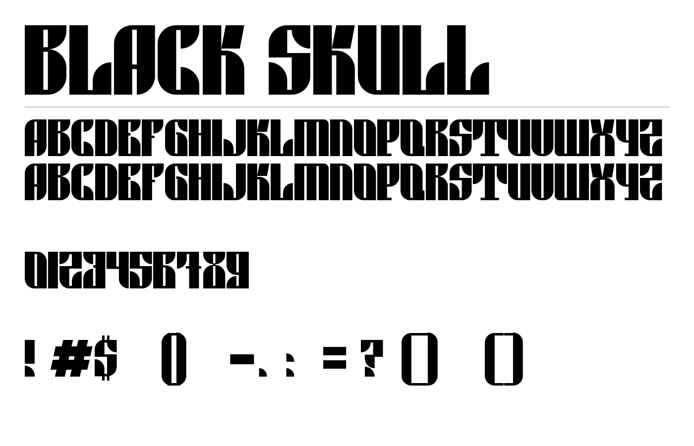 Black skull Font preview