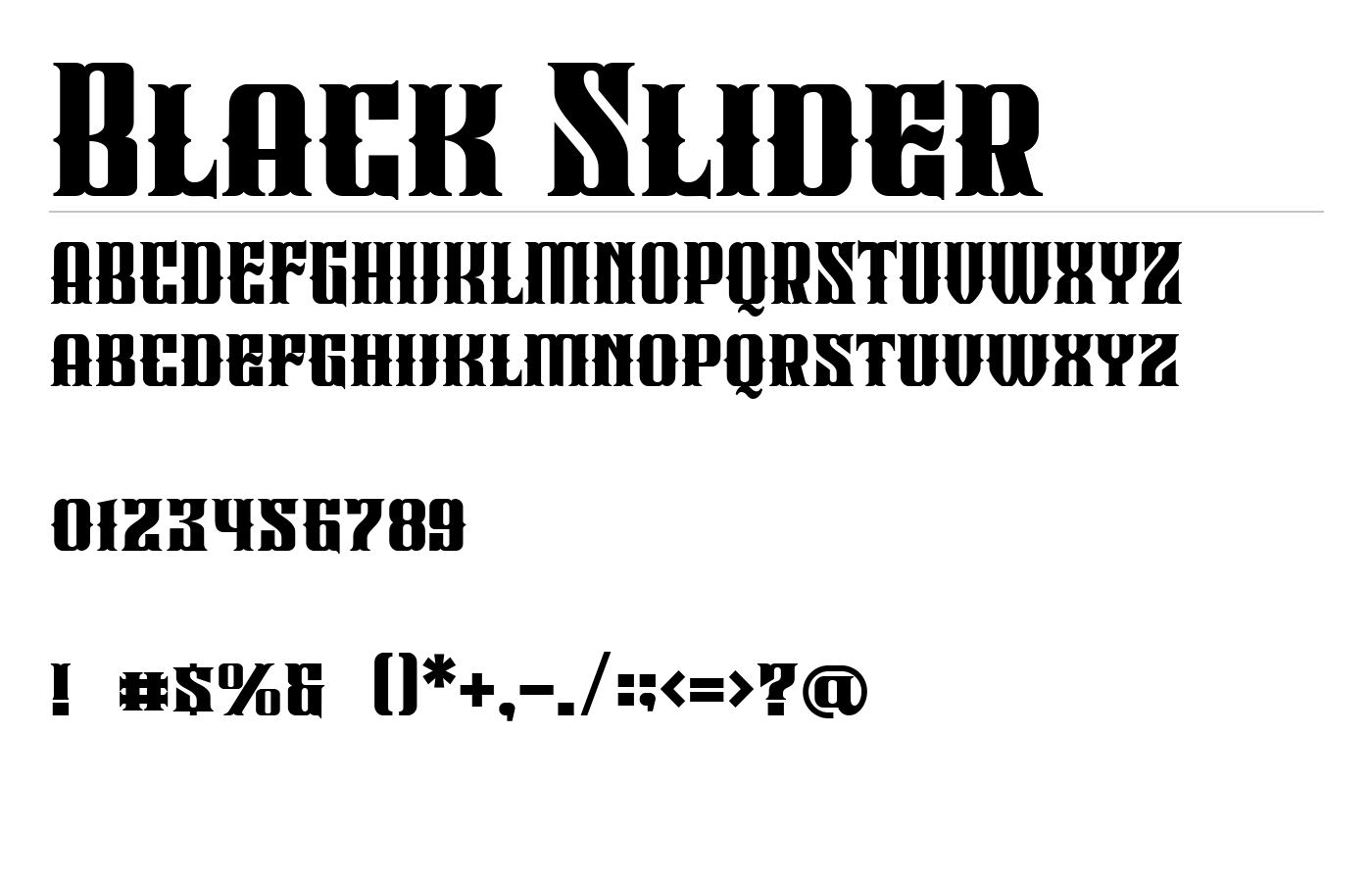 Black Slider Font preview