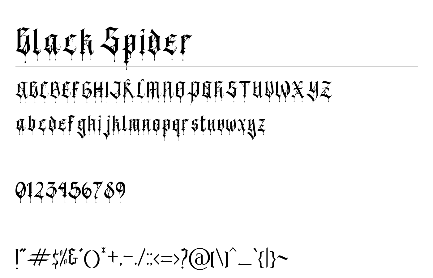 Black Spider Font preview