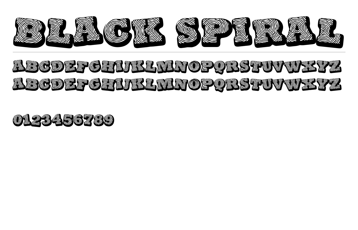 Black spiral Font preview