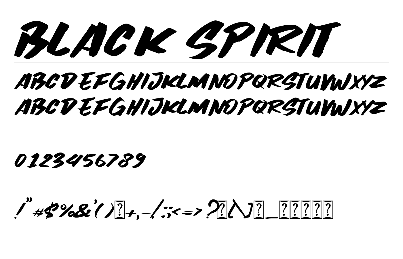 Black Spirit Font preview