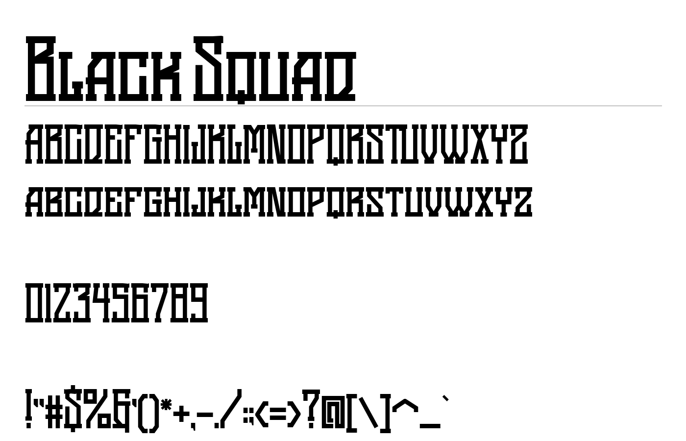 Black Squad Font preview