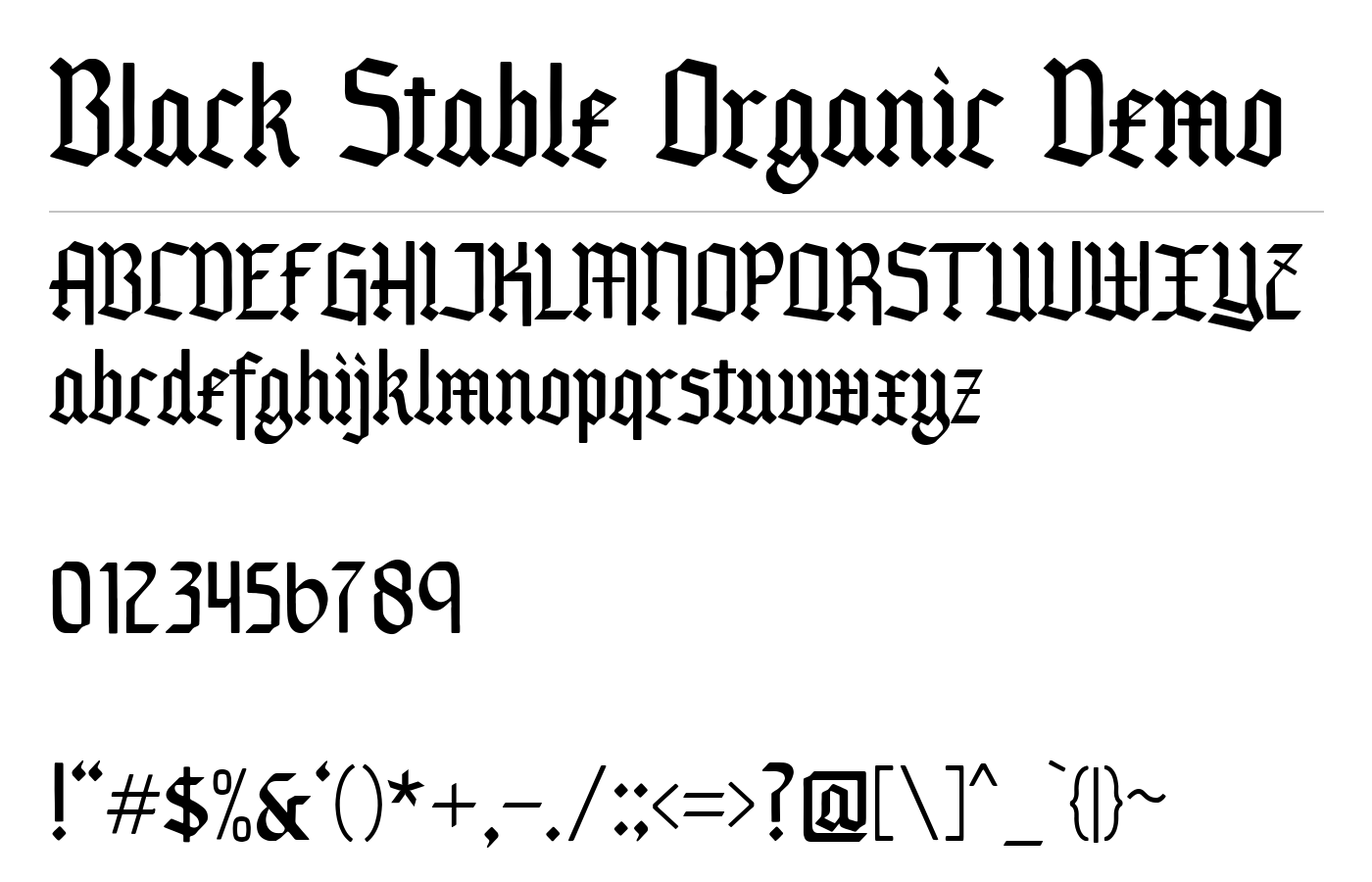 Black Stable Organic Demo Font preview
