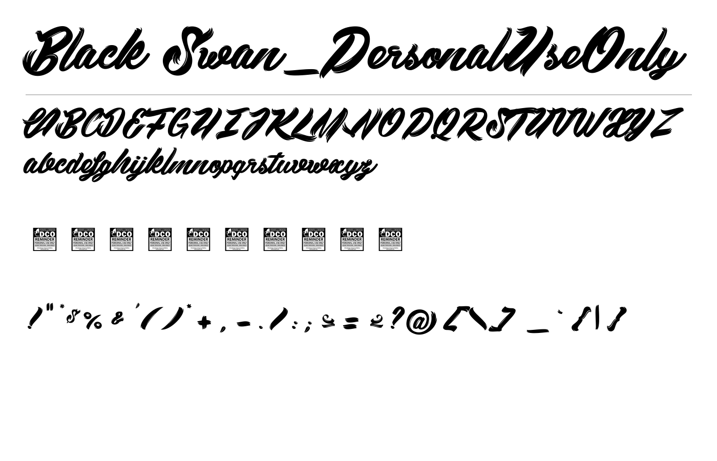 Black Swan_PersonalUseOnly Font preview