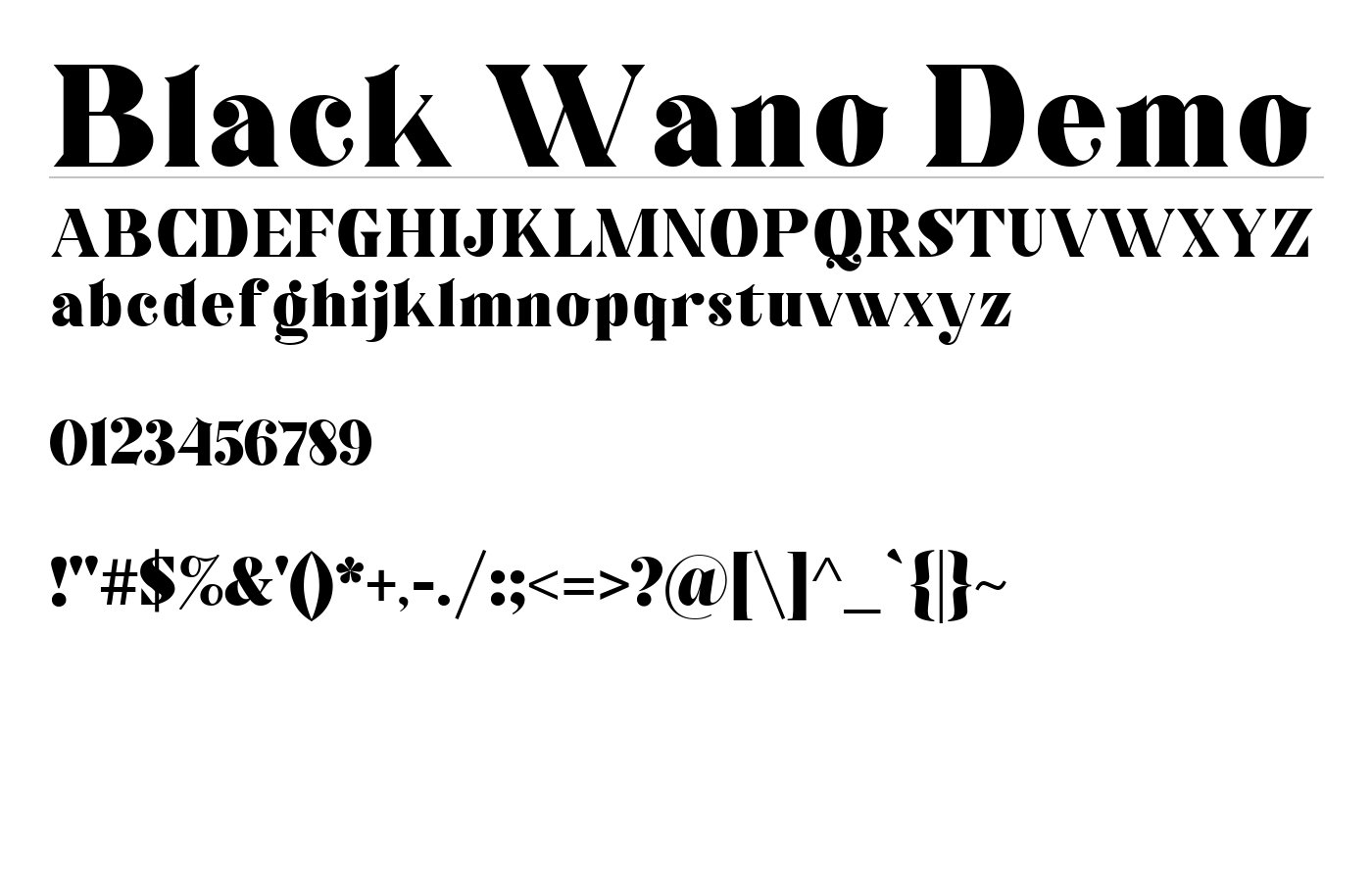Black Wano Font preview