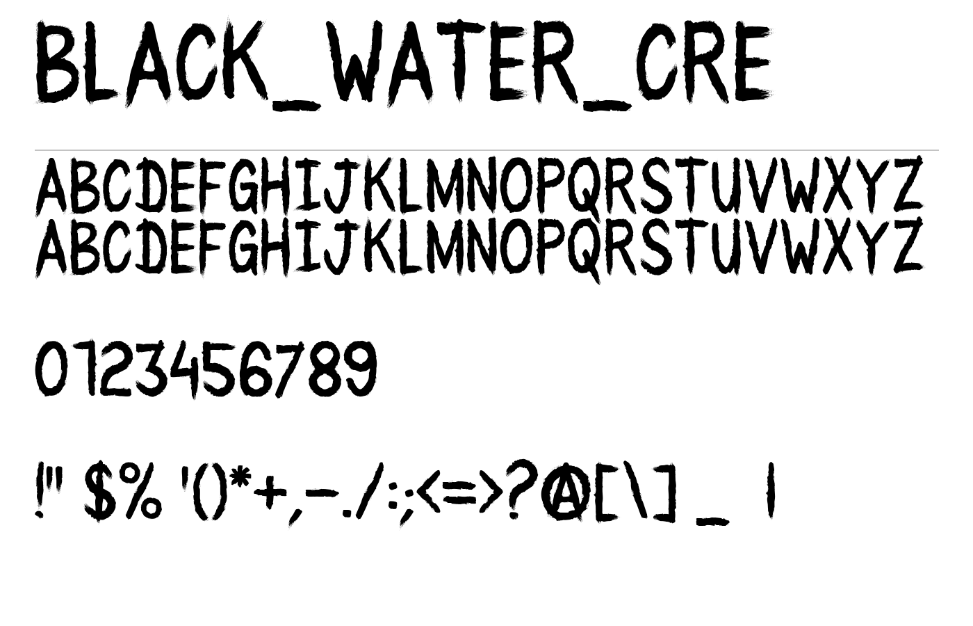 BLACK_WATER_CRE Font preview