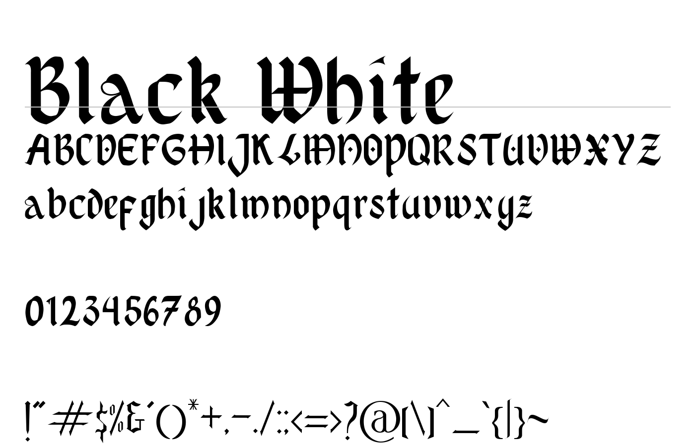 Black White Font preview