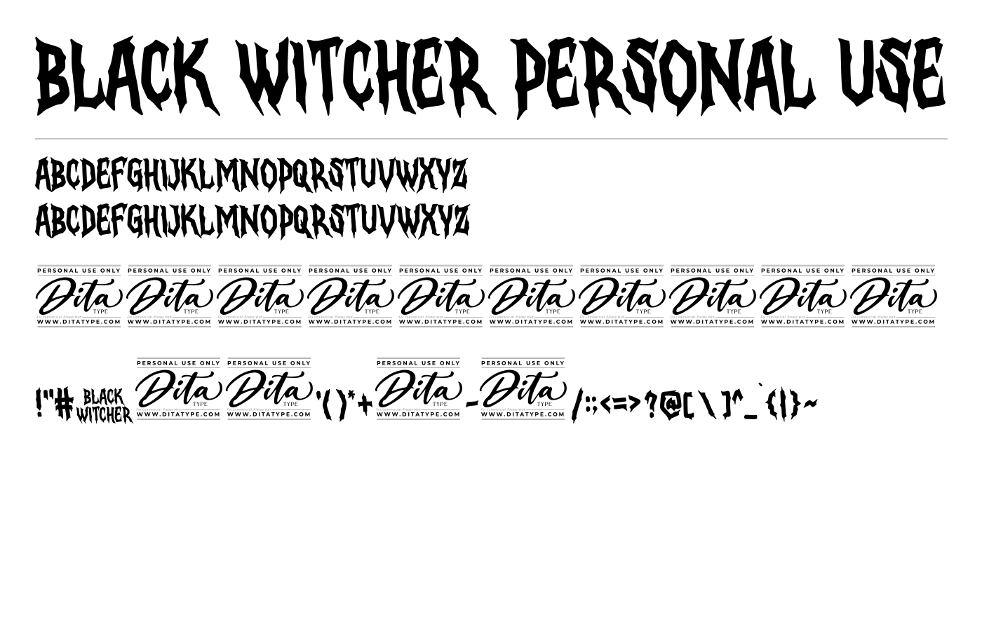 Black Witcher Personal Use Font preview