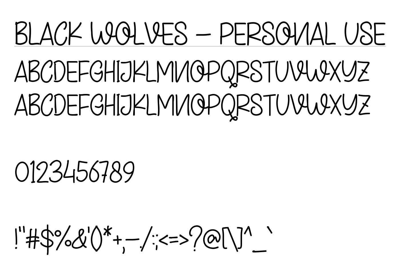 Black Wolves - Personal Use Font preview