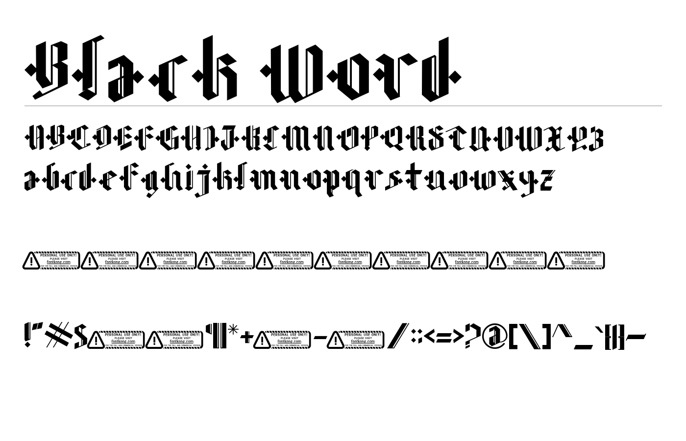 Black Word Font preview