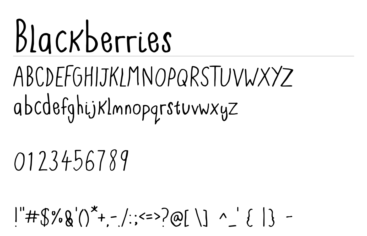 Blackberries Font preview
