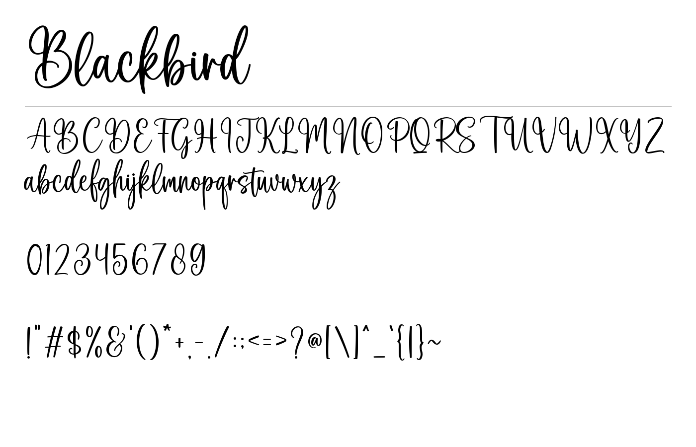 Blackbird Font preview
