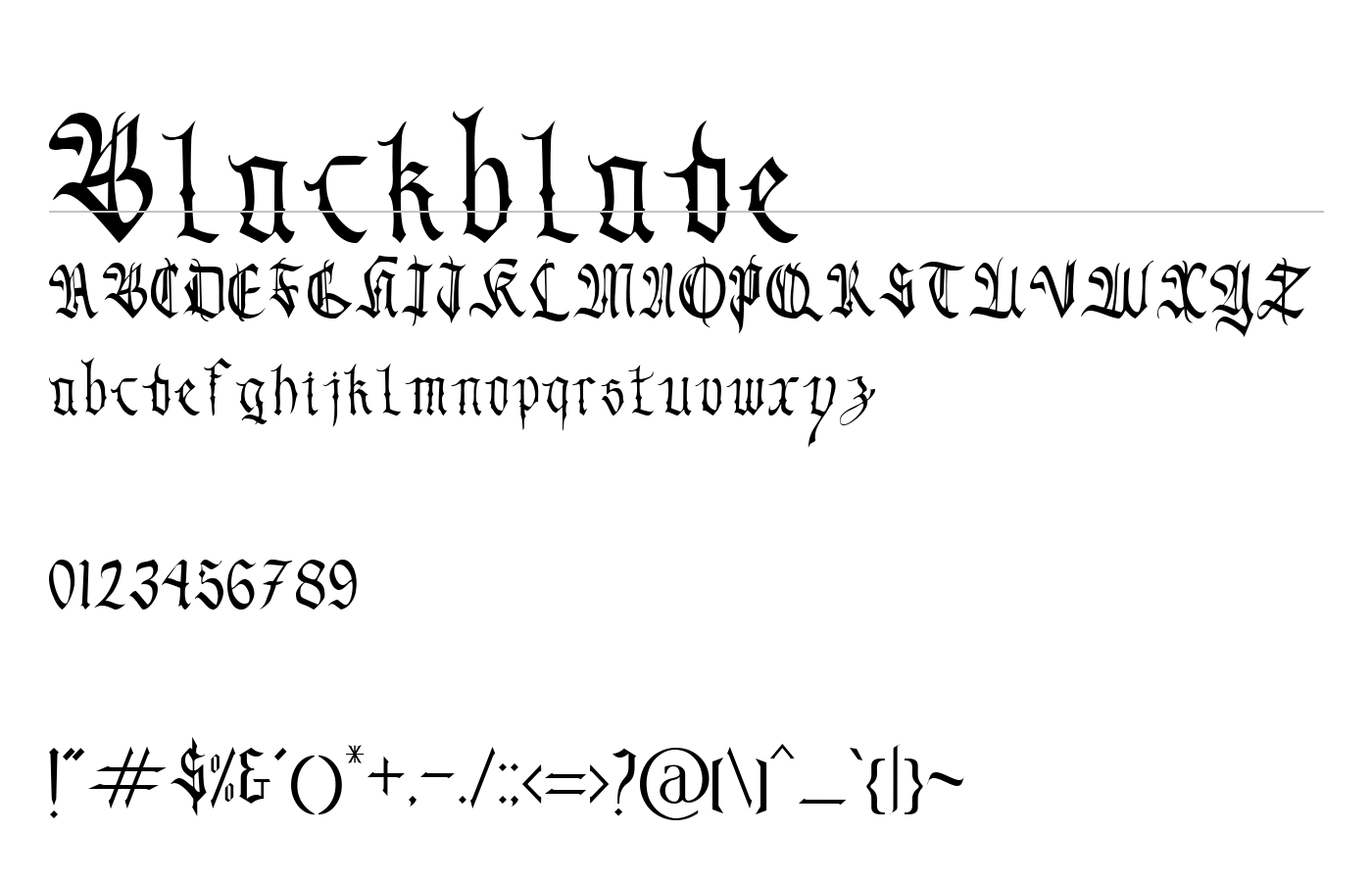 Blackblade Font preview