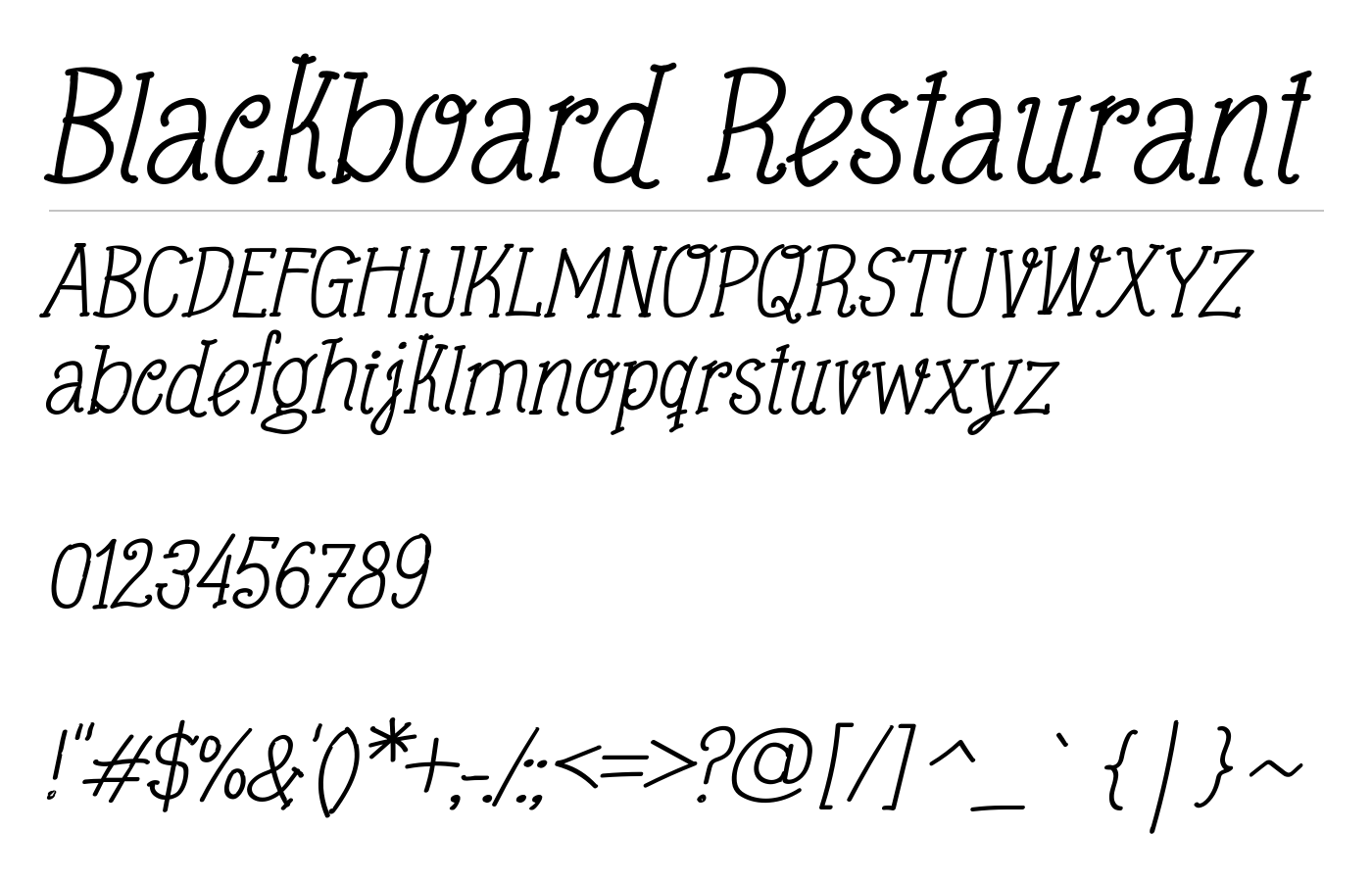 Blackboard Restaurant Font preview