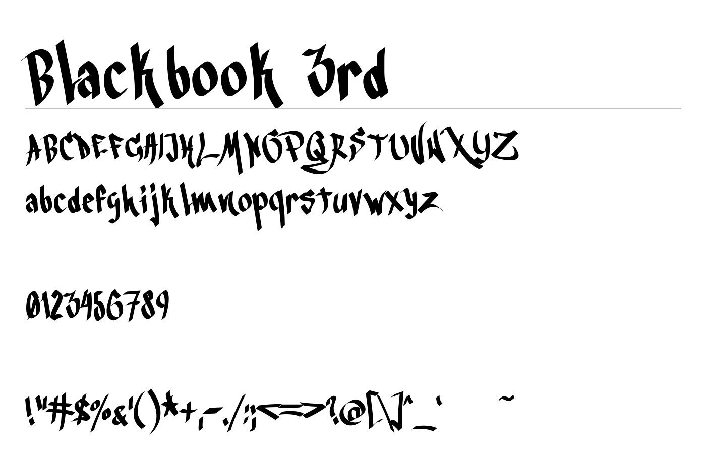 Blackbook 3rd Font preview