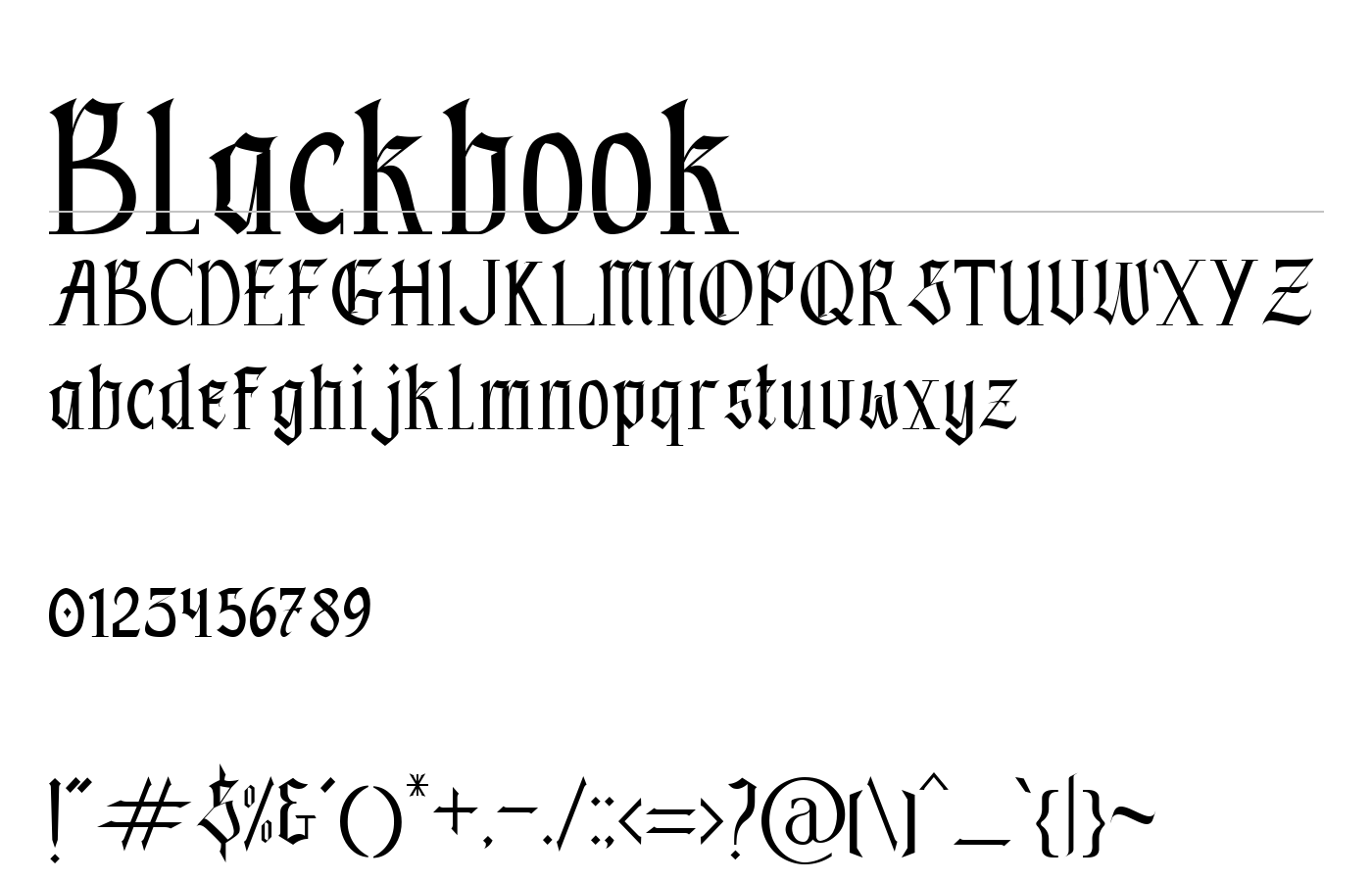Blackbook Font preview