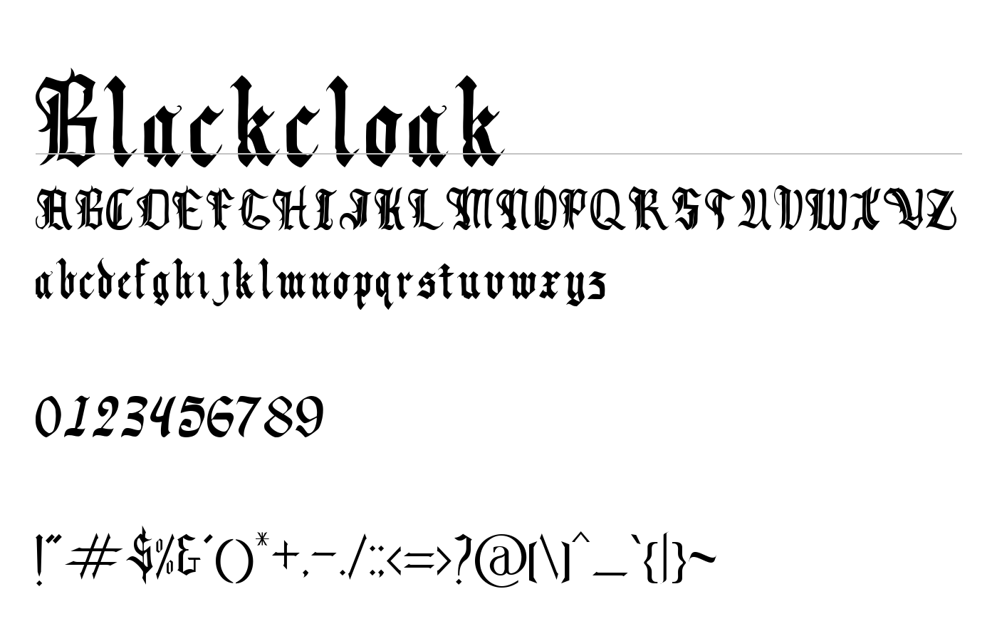 Blackcloak Font preview