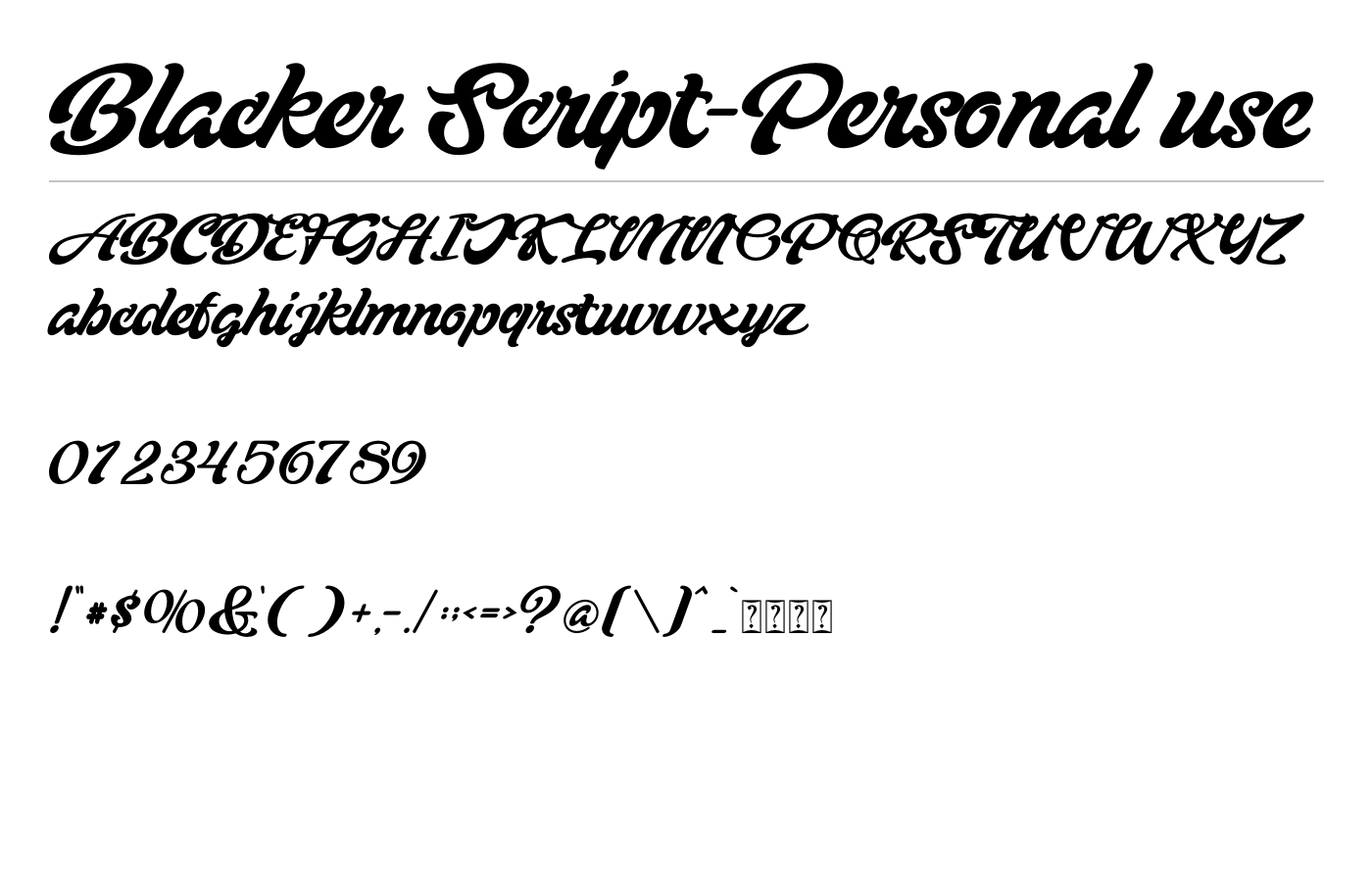 Blacker Script-Personal use Font preview