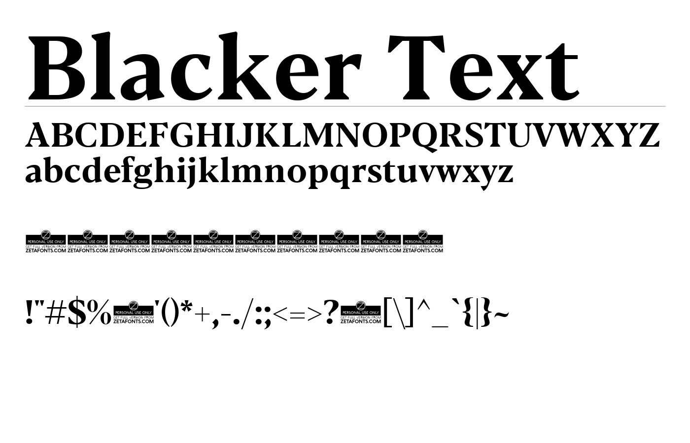 Blacker Text Font preview