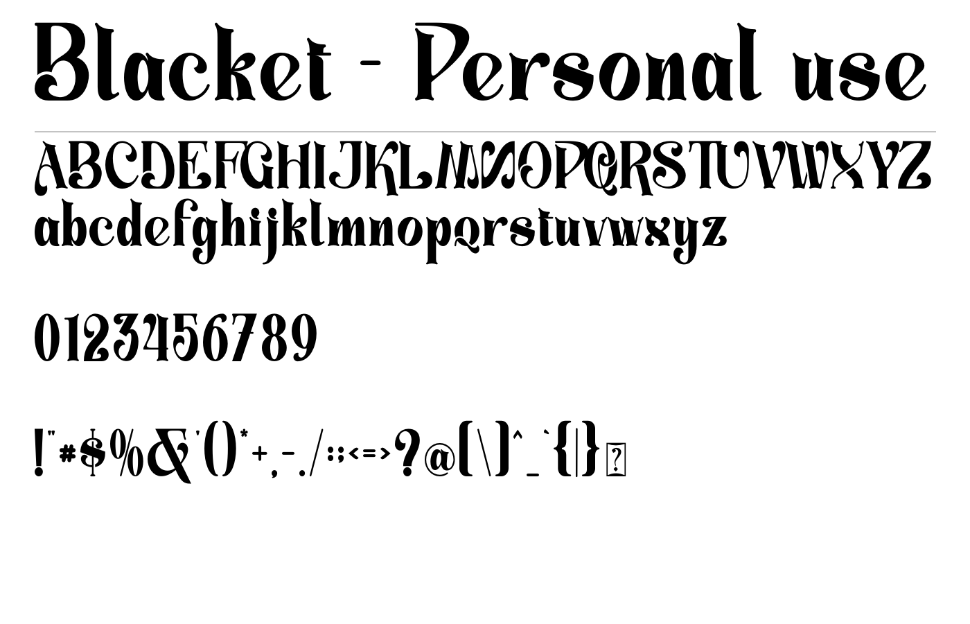 Blacket - Personal use Font preview