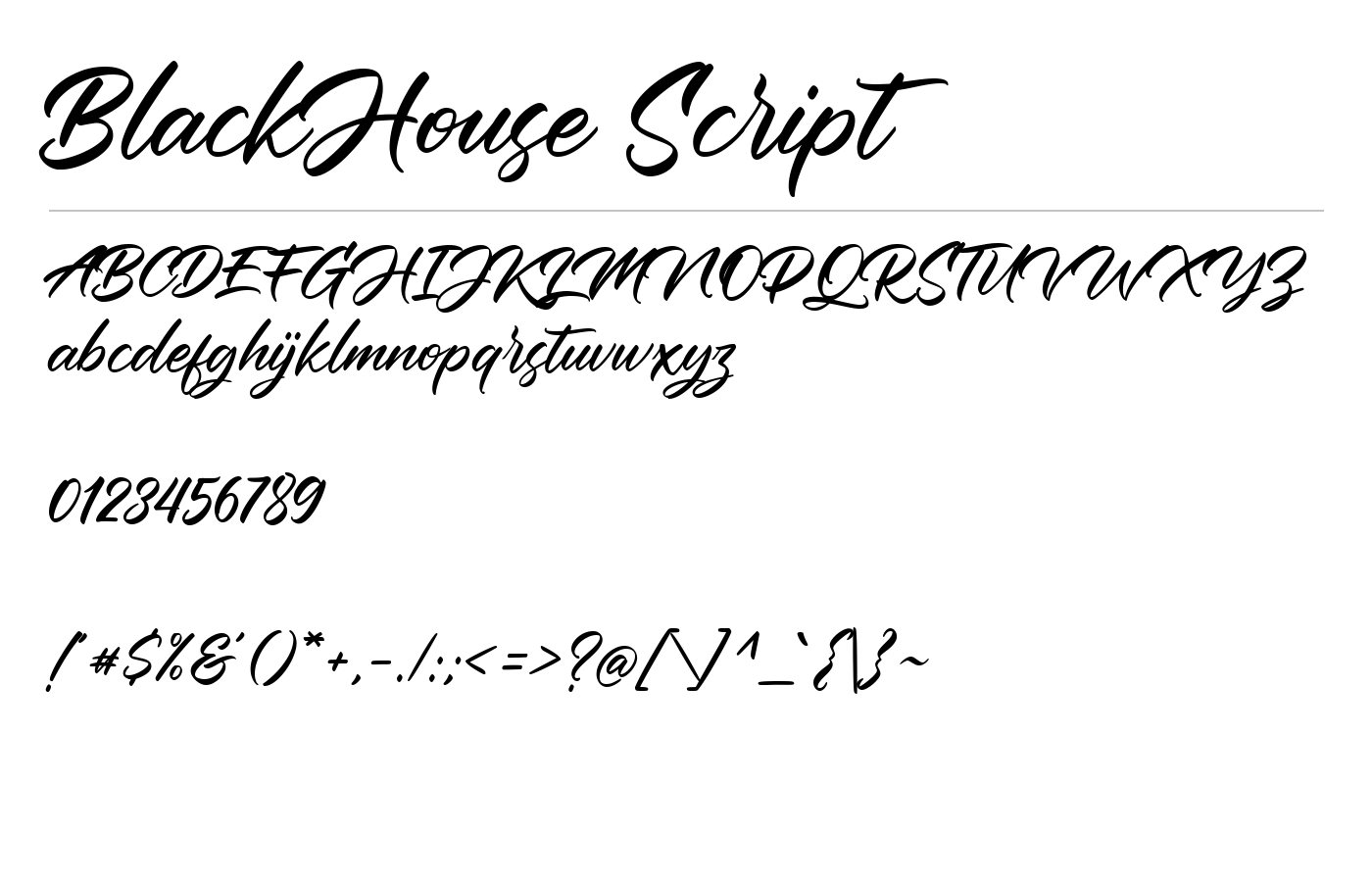 BlackHouse Script Font preview