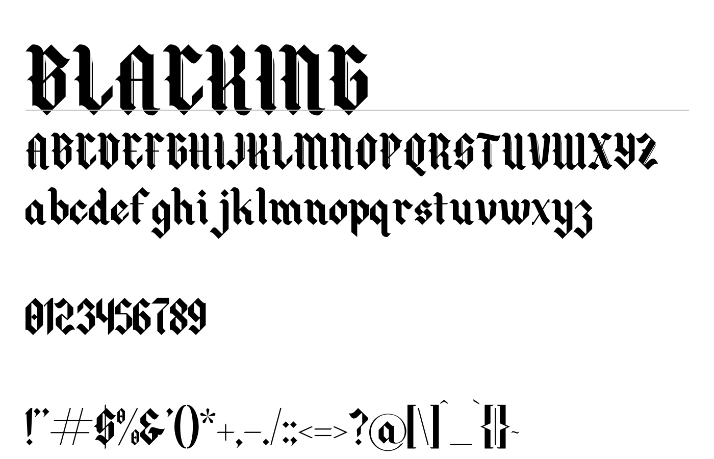 Blacking Font preview