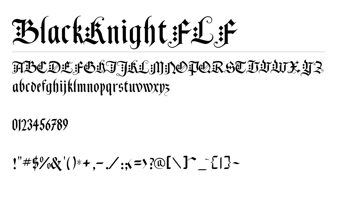 BlackKnightFLF Font preview