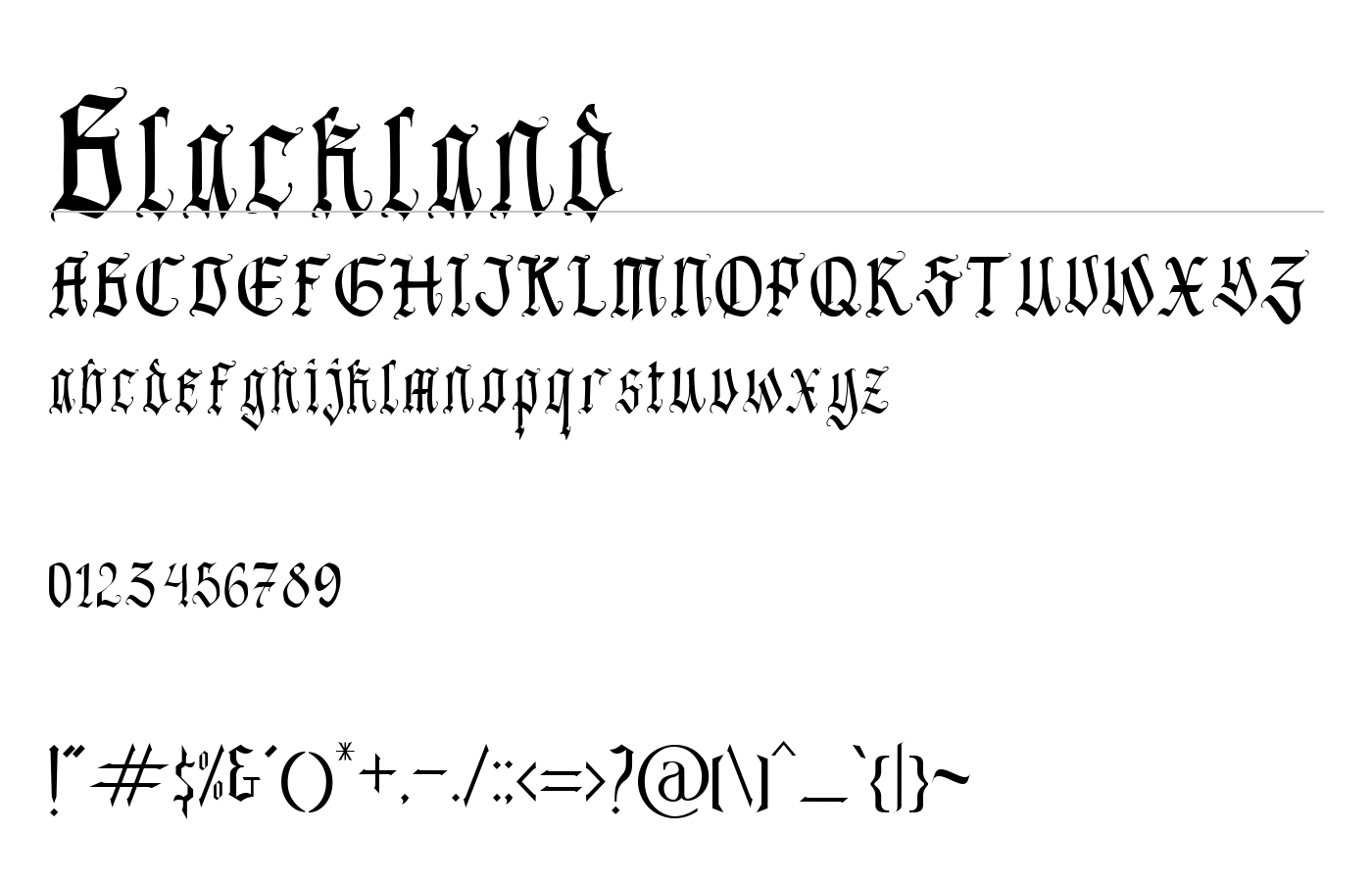 Blackland Font preview
