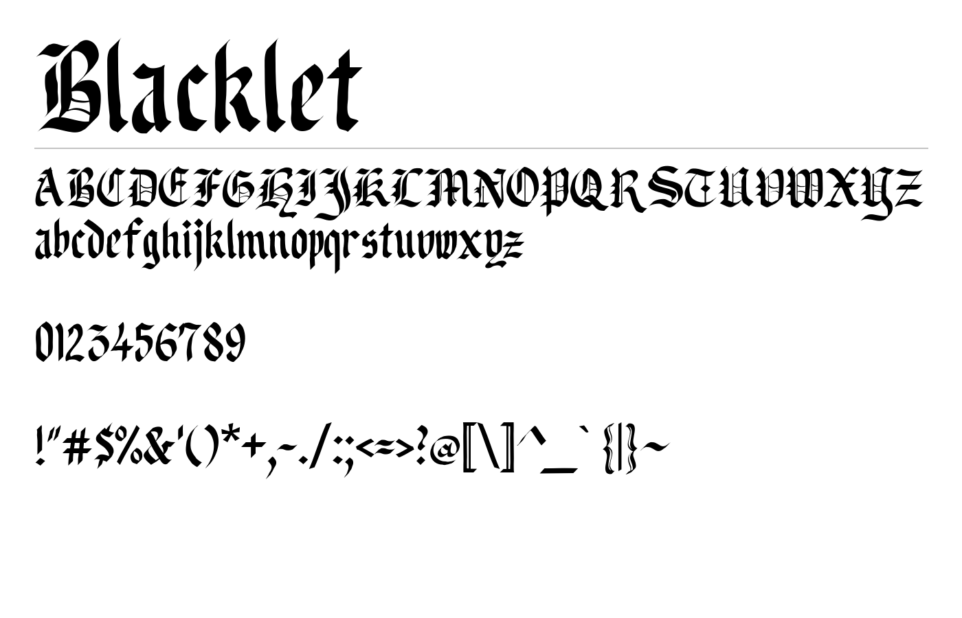 Blacklet Font preview