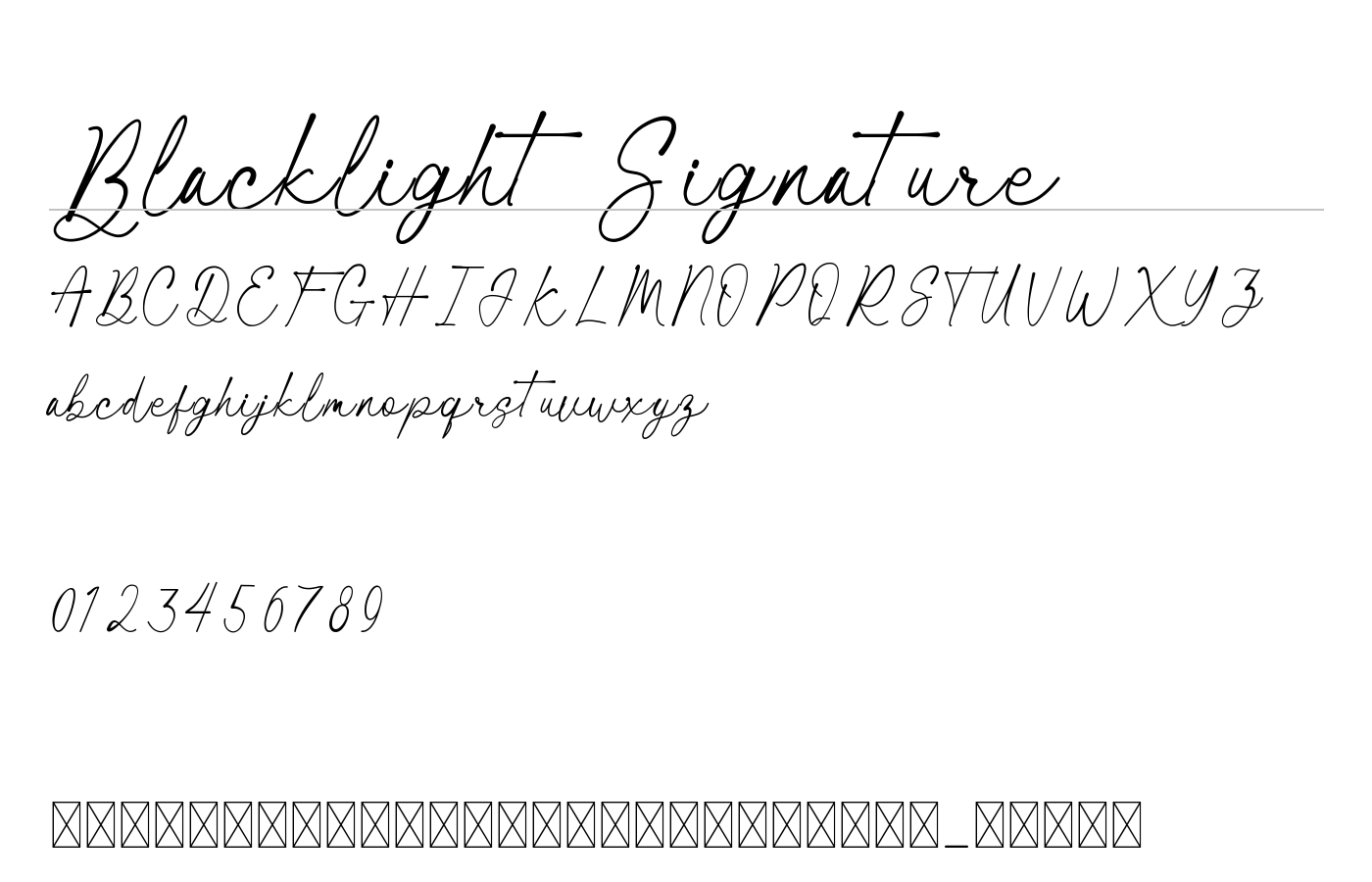 Blacklight Signature Font preview