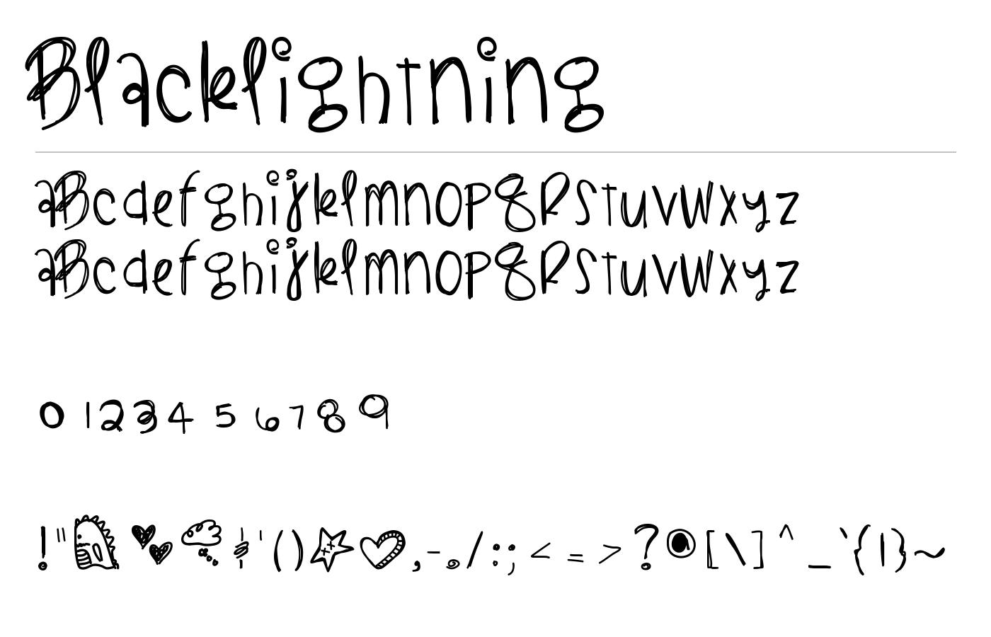 BlackLightning Font preview