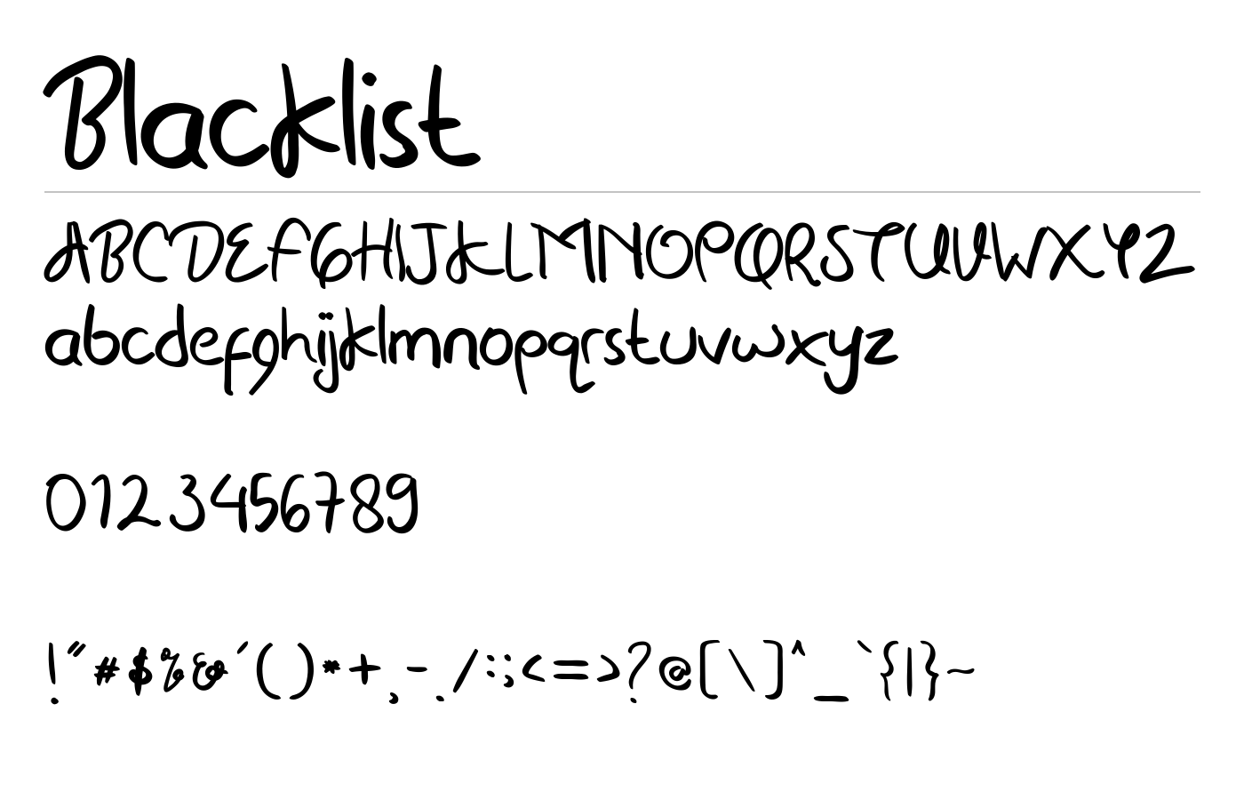 Blacklist Font preview