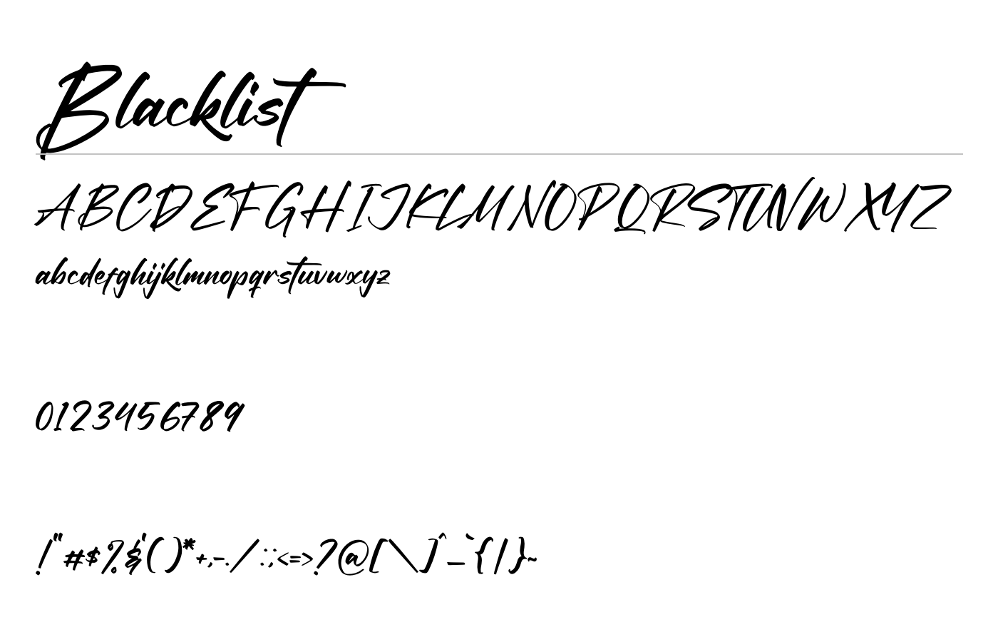Blacklist Font preview