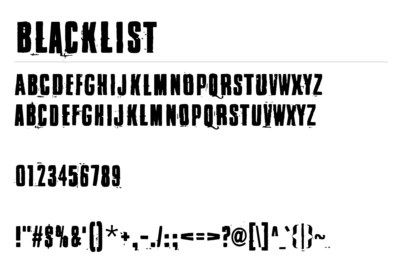 Blacklist Font preview