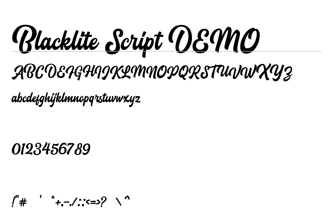 Blacklite Script DEMO Font preview