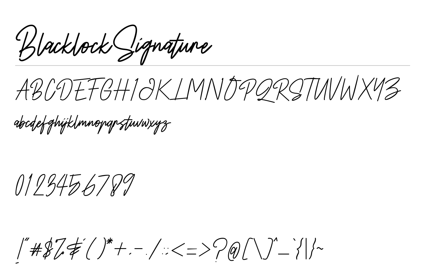 BlacklockSignature Font preview