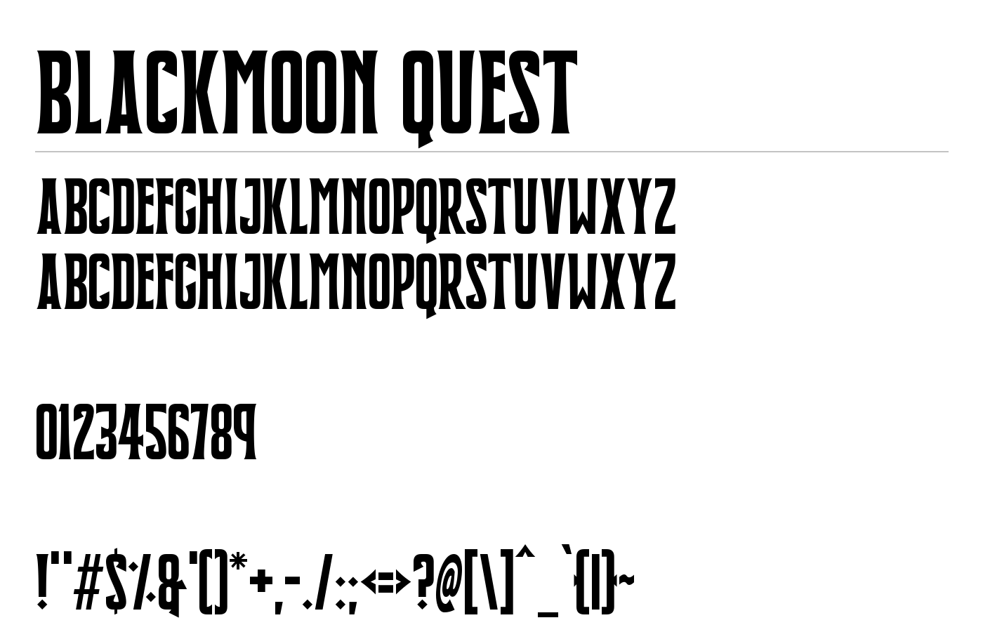 Blackmoon Quest Font preview