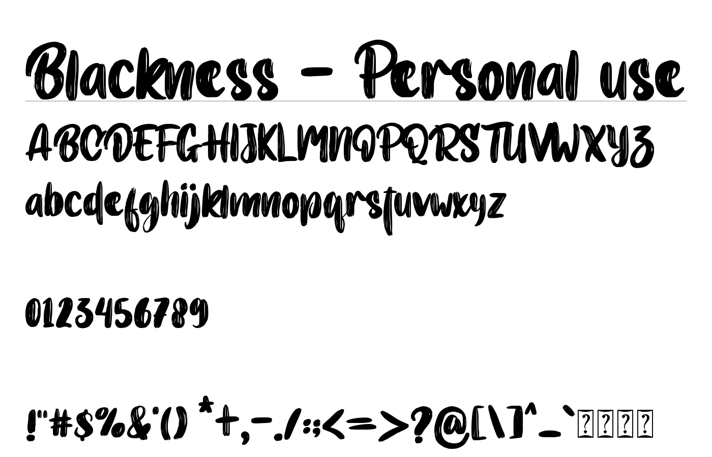Blackness - Personal use Font preview