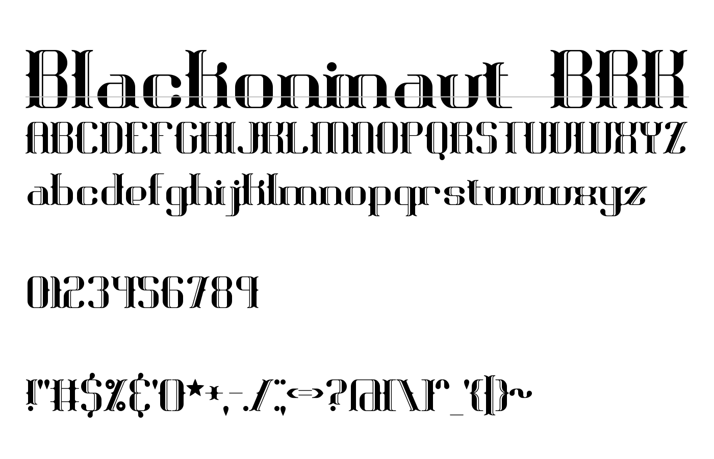 Blackoninaut BRK Font preview