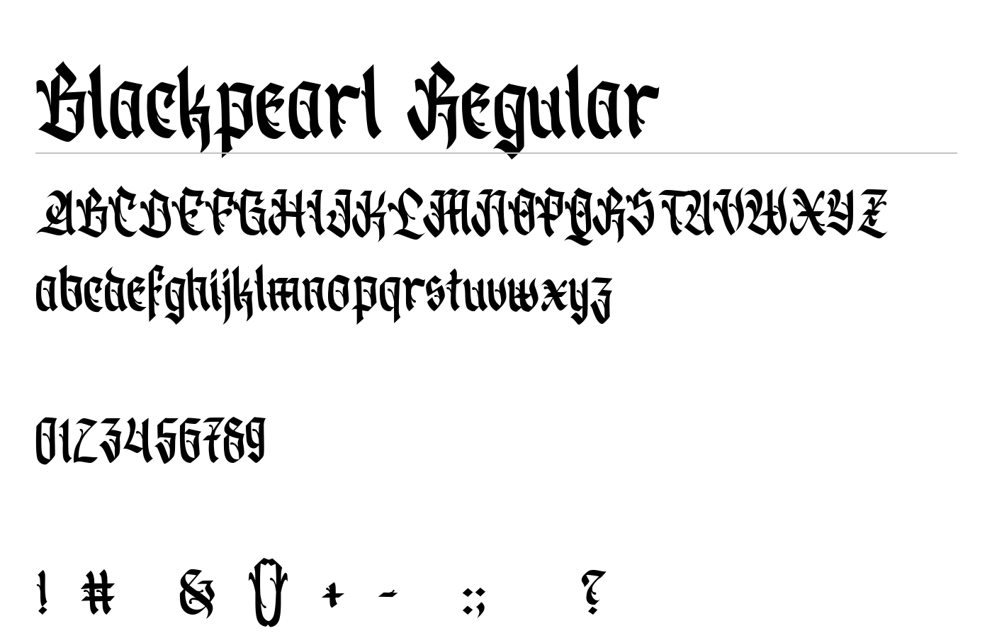 Blackpearl Font preview