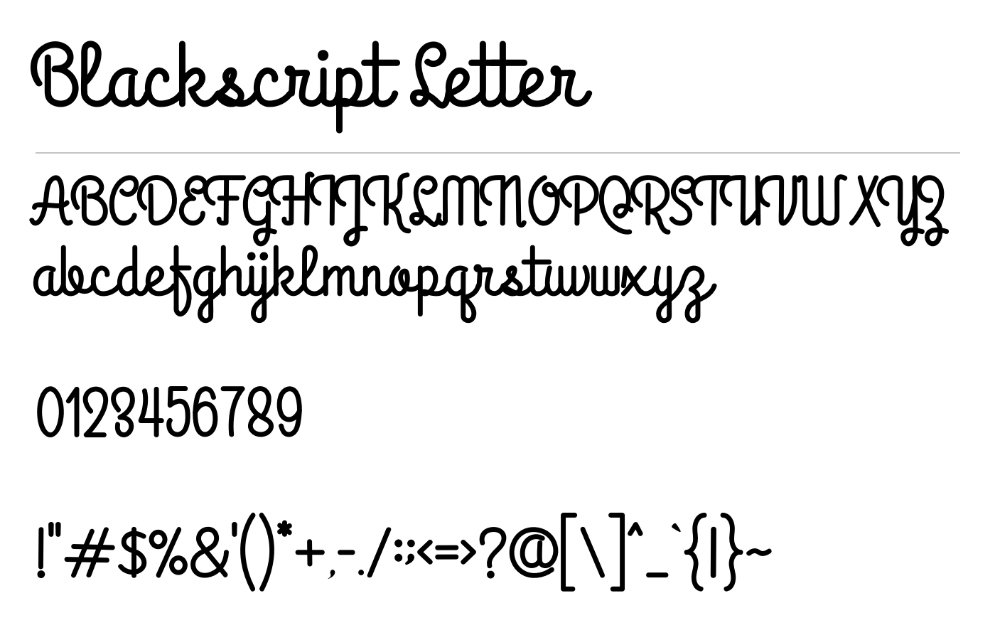 Blackscript Letter Font preview