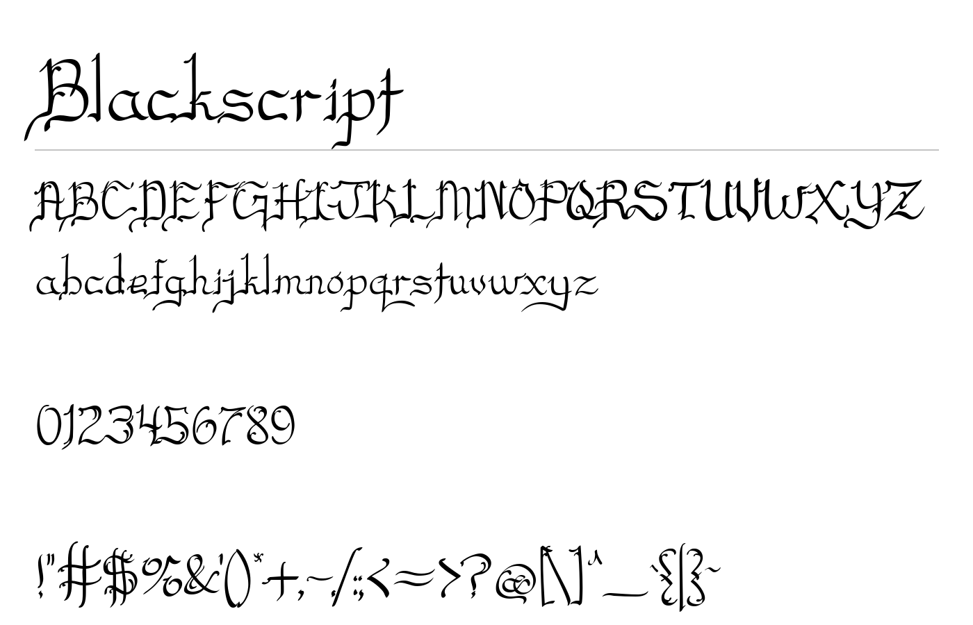 Blackscript Font preview