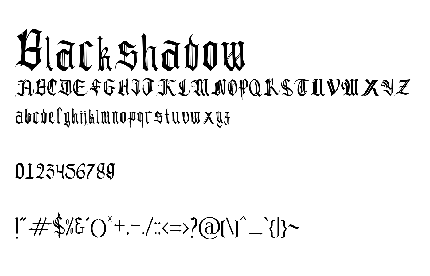 Blackshadow Font preview