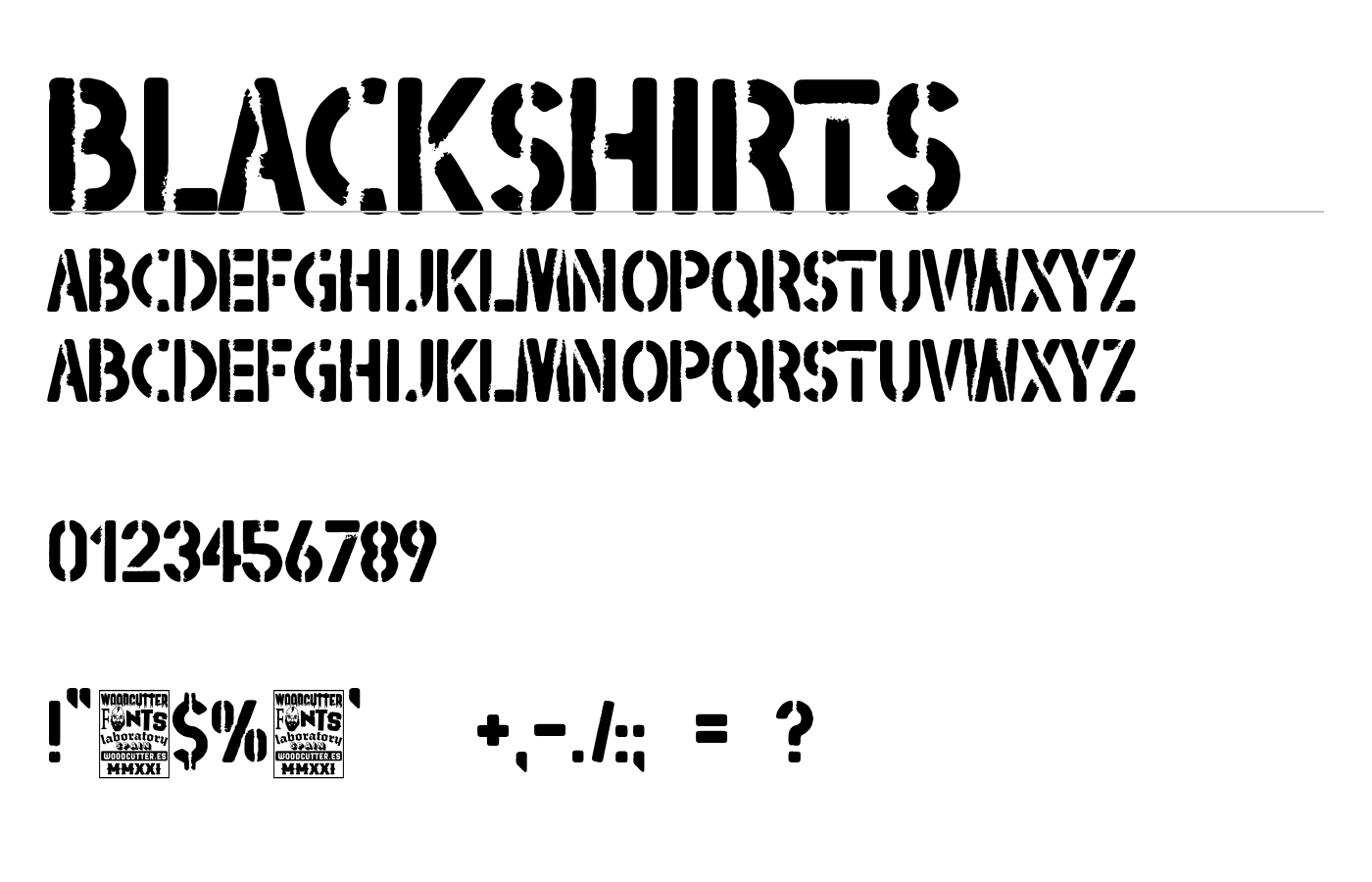 Blackshirts Font preview