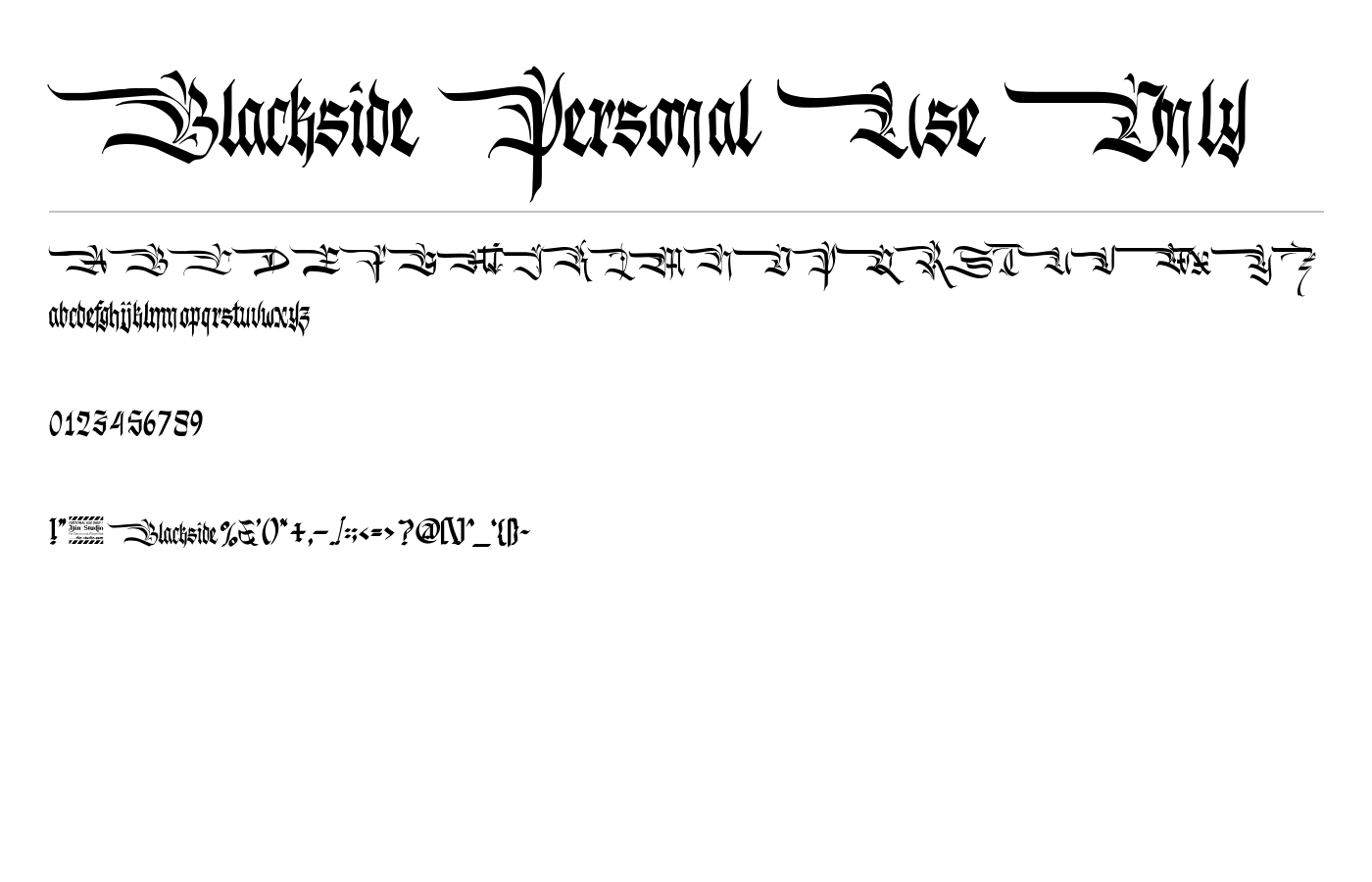 Blackside Personal Use Only Font preview