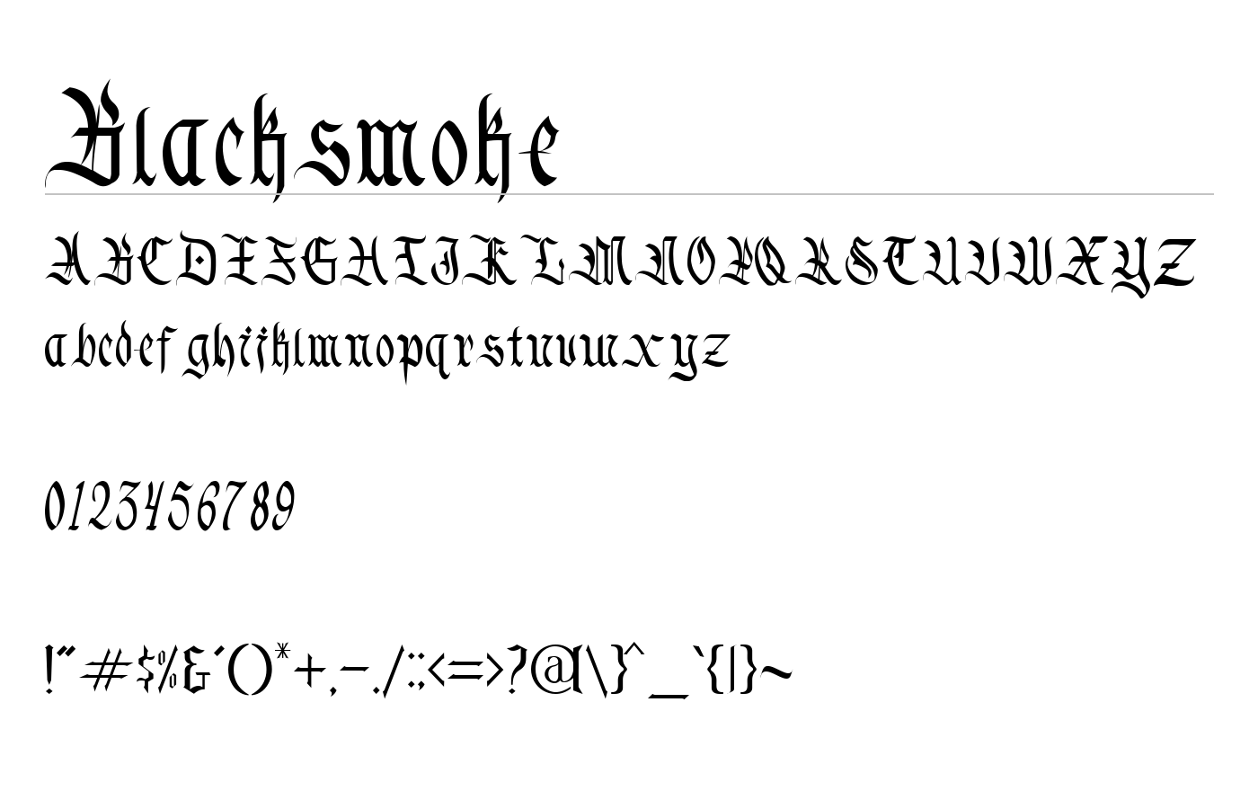Blacksmoke Font preview