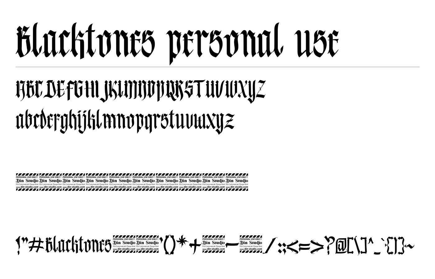 Blacktones personal use Font preview