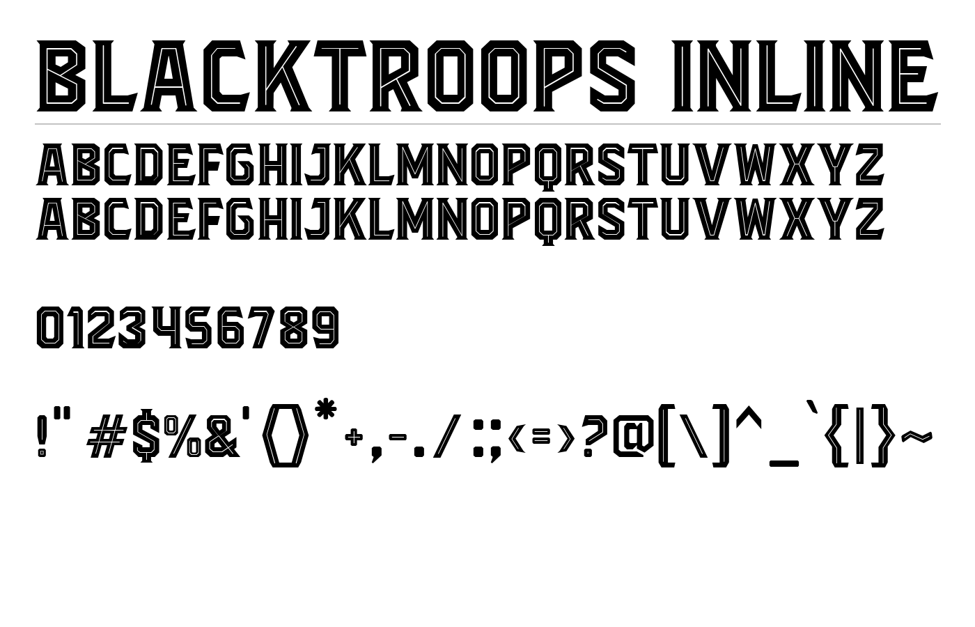 Blacktroops Inline Font preview