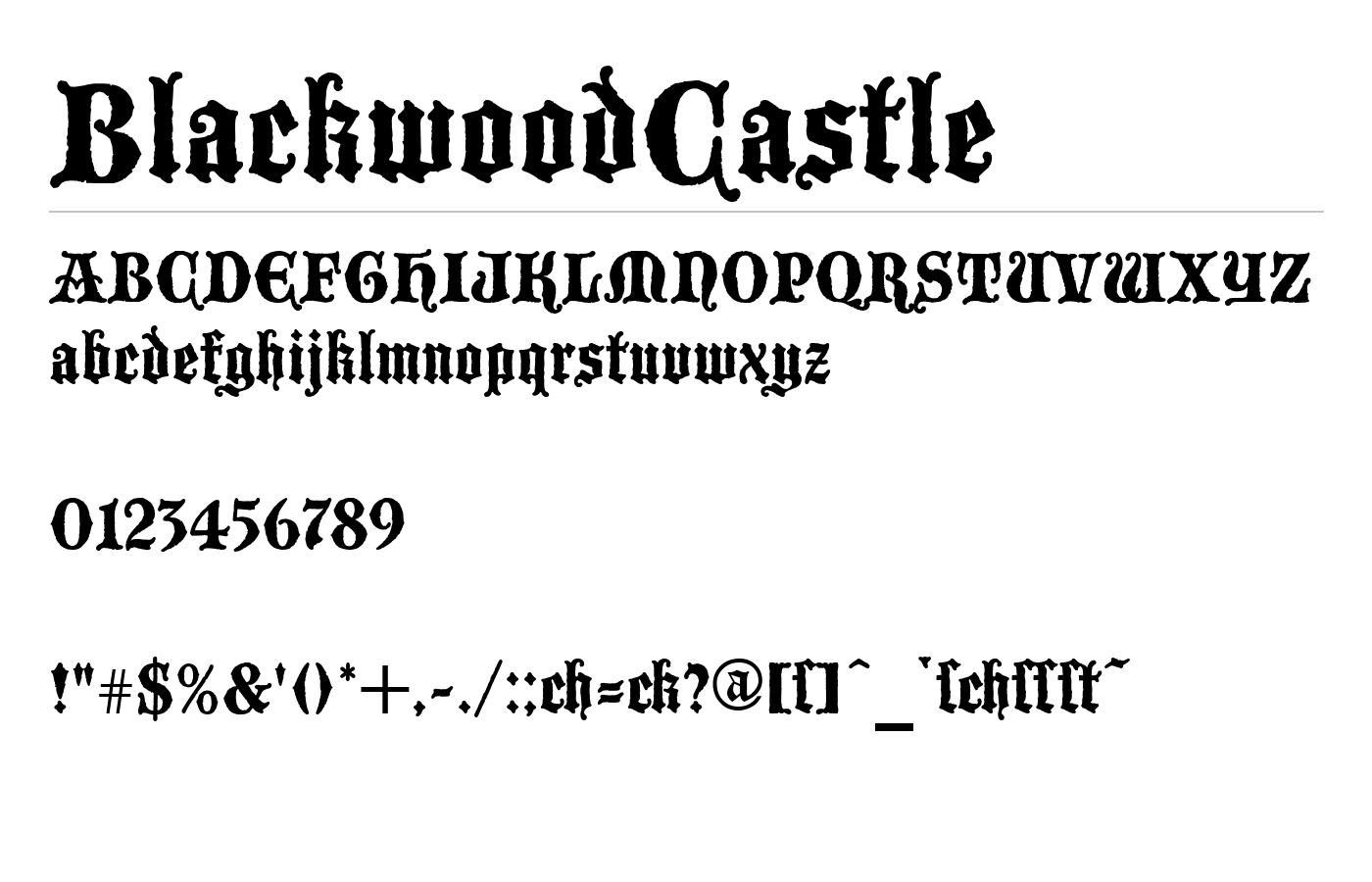 BlackwoodCastle Font preview