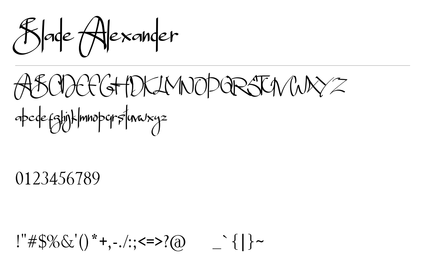 Blade Alexander Font preview